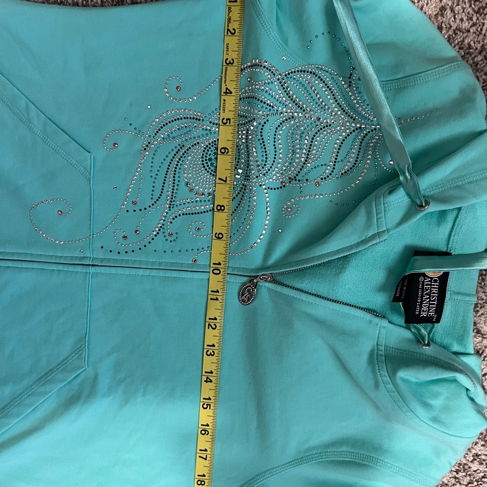 Christine Alexander Teal Embellished Hoodie - Picture 6 of 6